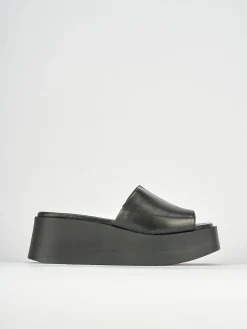 Ciabatte tacco 4cm pelle nero