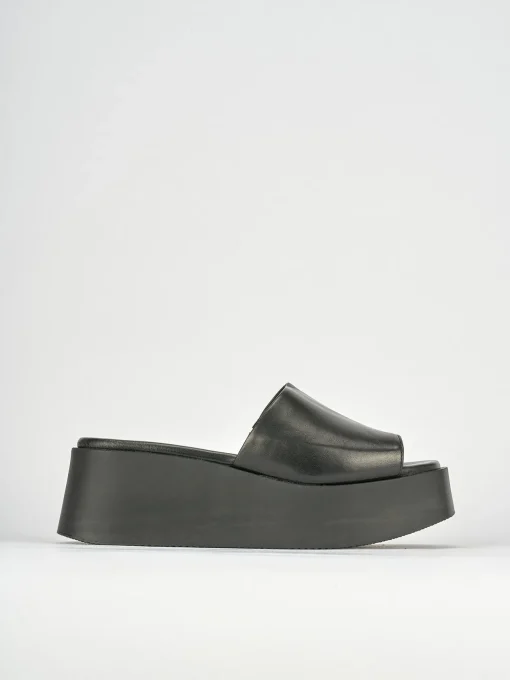 Ciabatte tacco 4cm pelle nero