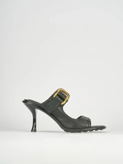 Ciabatte tacco 9cm pelle nero