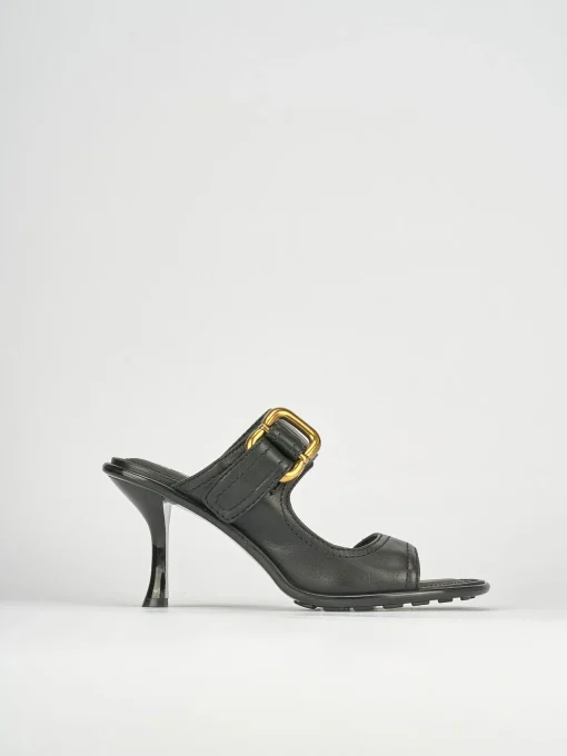Ciabatte tacco 9cm pelle nero