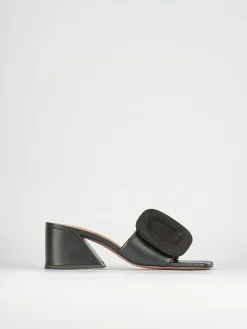 Ciabatte tacco 6cm pelle nero