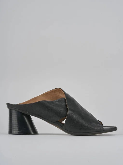 Ciabatte tacco 5cm pelle nero