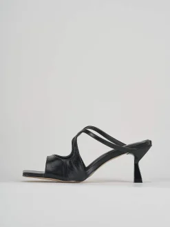 Ciabatte tacco 6cm pelle nero