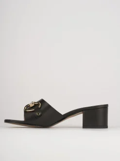 Ciabatte tacco 5cm pelle nero