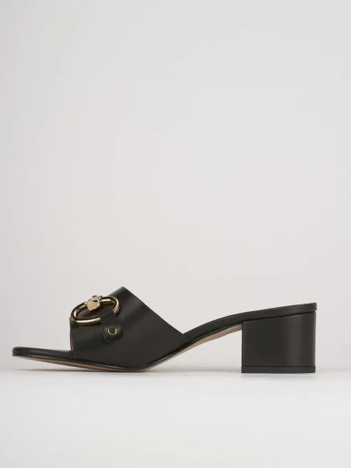 Ciabatte tacco 5cm pelle nero