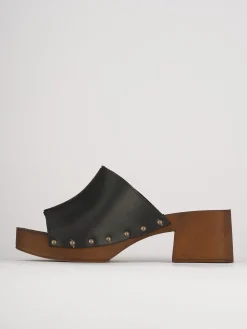 Ciabatte tacco 5cm pelle nero