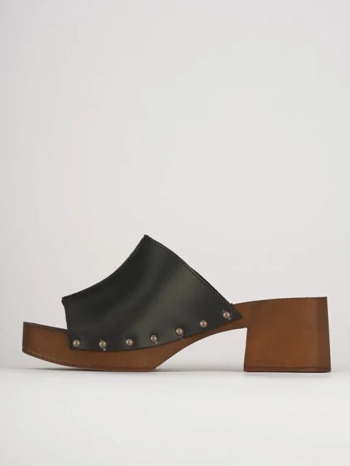 Ciabatte tacco 5cm pelle nero