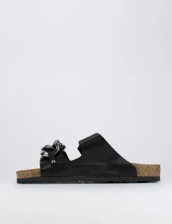 Ciabatte tacco 1cm pelle nero