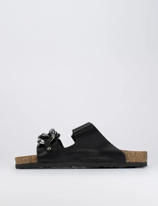 Ciabatte tacco 1cm pelle nero