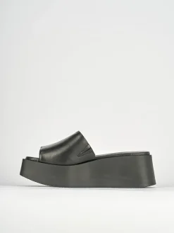 Ciabatte tacco 4cm pelle nero