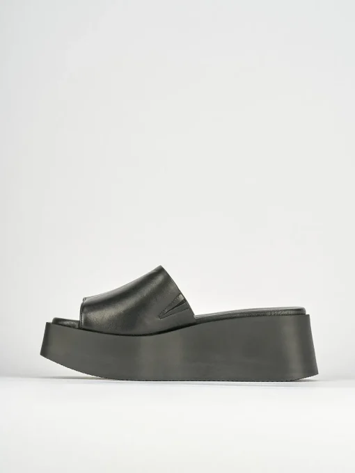 Ciabatte tacco 4cm pelle nero