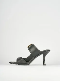 Ciabatte tacco 9cm pelle nero