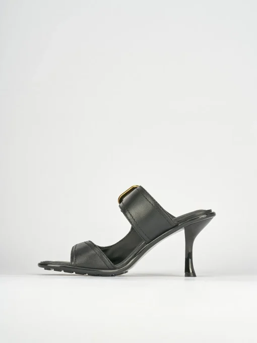 Ciabatte tacco 9cm pelle nero