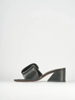 Ciabatte tacco 6cm pelle nero