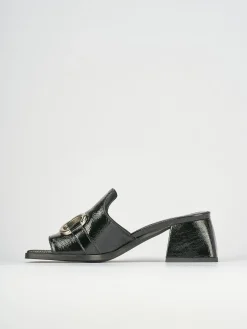 Ciabatte tacco 5cm pelle nero