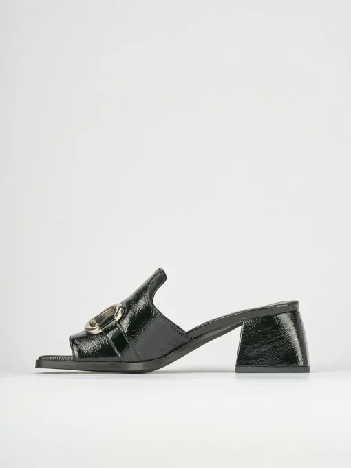 Ciabatte tacco 5cm pelle nero