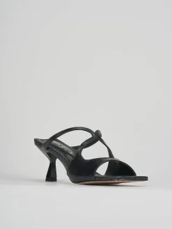 Ciabatte tacco 6cm pelle nero