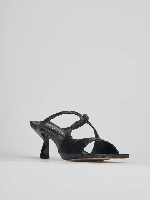 Ciabatte tacco 6cm pelle nero