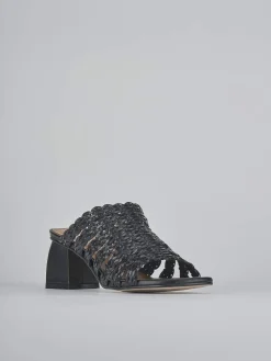 Ciabatte tacco 5cm pelle nero