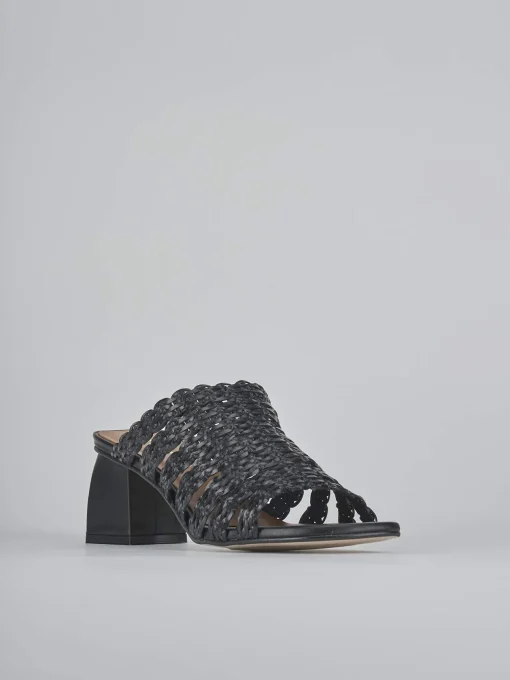 Ciabatte tacco 5cm pelle nero