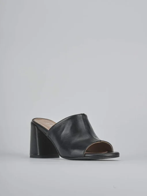 Ciabatte tacco 7cm pelle nero