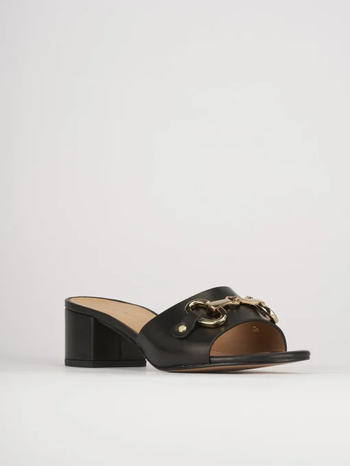 Ciabatte tacco 5cm pelle nero