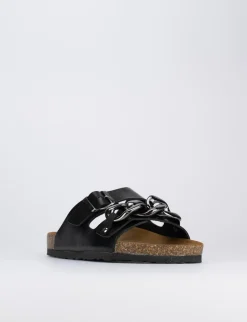 Ciabatte tacco 1cm pelle nero