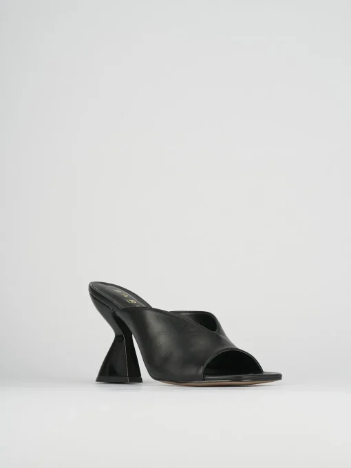 Ciabatte tacco 10cm pelle nero