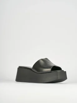 Ciabatte tacco 4cm pelle nero