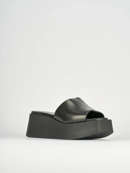 Ciabatte tacco 4cm pelle nero