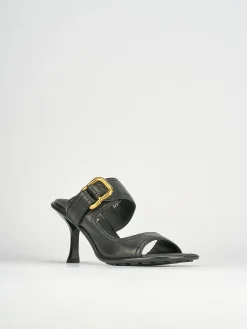 Ciabatte tacco 9cm pelle nero