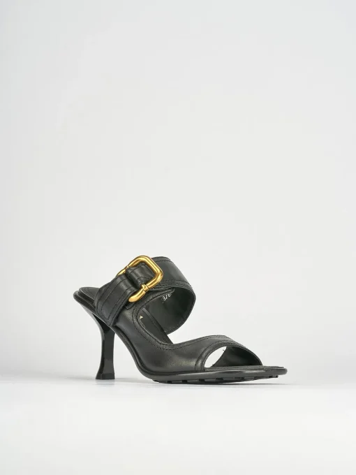 Ciabatte tacco 9cm pelle nero
