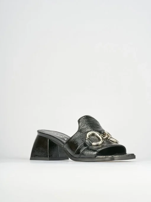 Ciabatte tacco 5cm pelle nero