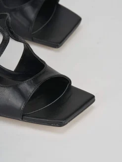 Ciabatte tacco 6cm pelle nero