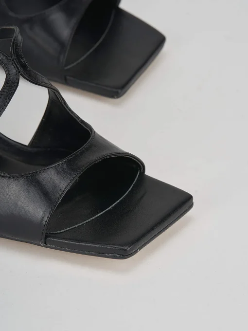 Ciabatte tacco 6cm pelle nero