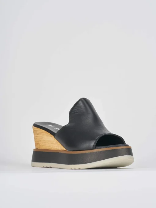 Ciabatte tacco 9cm pelle nero