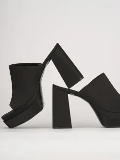 Ciabatte tacco 10cm pelle nero