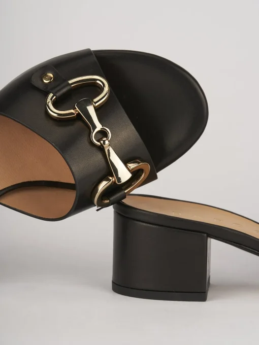 Ciabatte tacco 5cm pelle nero