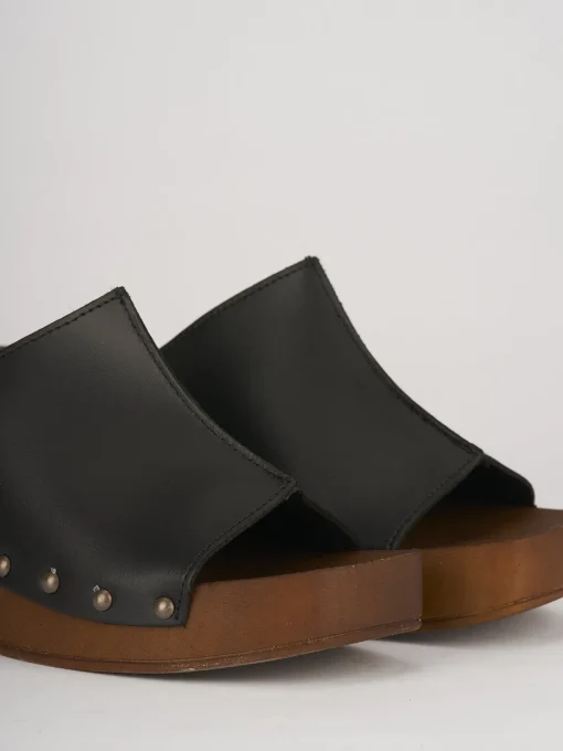 Ciabatte tacco 5cm pelle nero