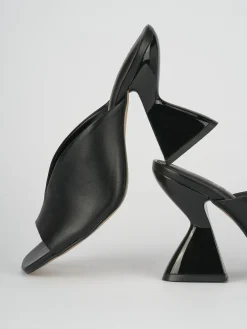 Ciabatte tacco 10cm pelle nero