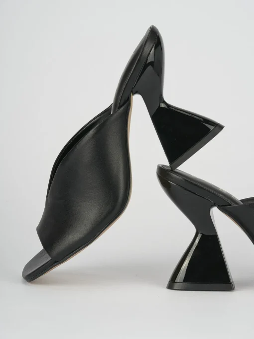 Ciabatte tacco 10cm pelle nero