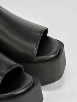Ciabatte tacco 4cm pelle nero