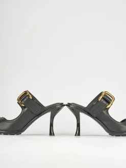 Ciabatte tacco 9cm pelle nero