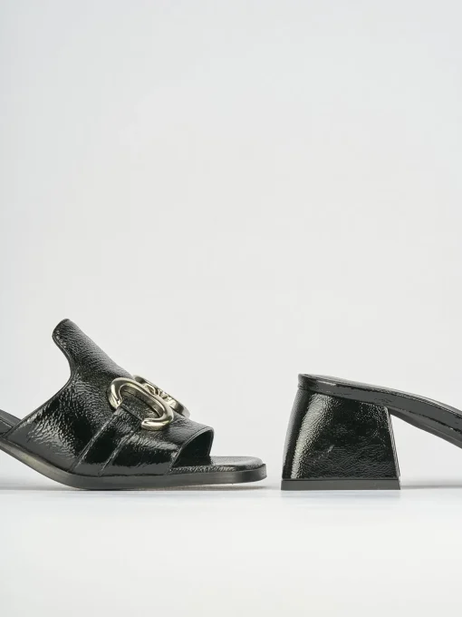 Ciabatte tacco 5cm pelle nero