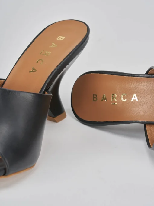 Ciabatte tacco 8cm pelle nero