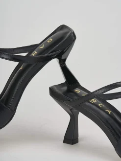 Ciabatte tacco 6cm pelle nero