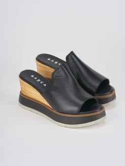 Ciabatte tacco 9cm pelle nero