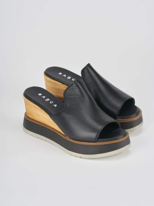 Ciabatte tacco 9cm pelle nero