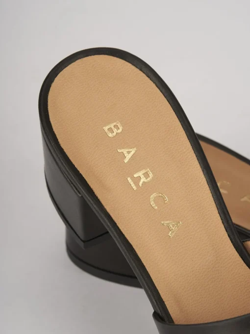 Ciabatte tacco 5cm pelle nero