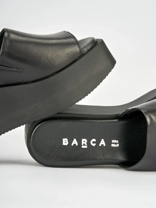 Ciabatte tacco 4cm pelle nero